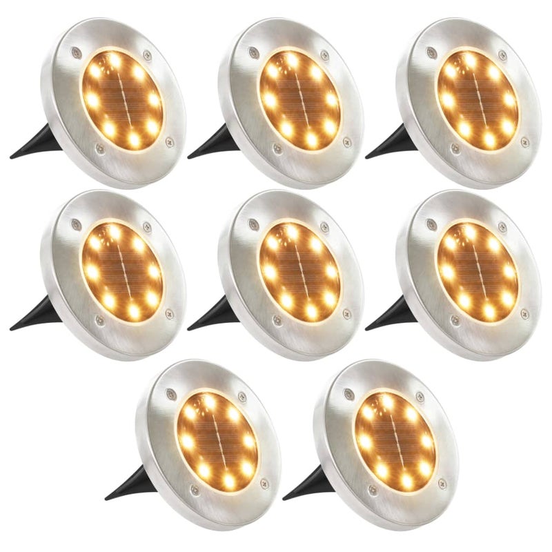 Solarne lampy gruntowe, 8 szt., ciepłe białe LED vidaXL