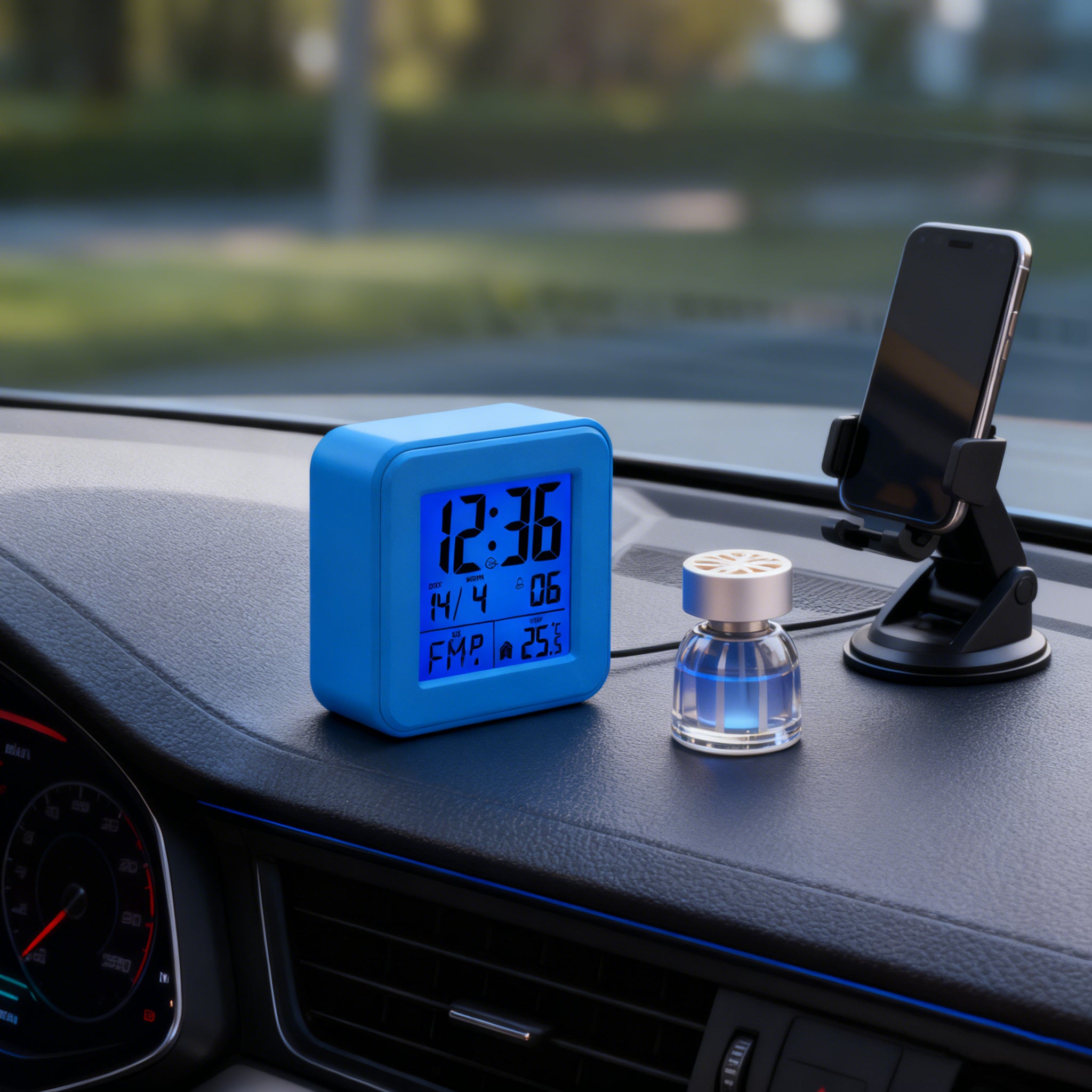 Sveglia atomica digitale con ora precisa radiocontrollata, temperatura, data e snooze, perfetta per camera, stanza bimbi e home office – blu - 5