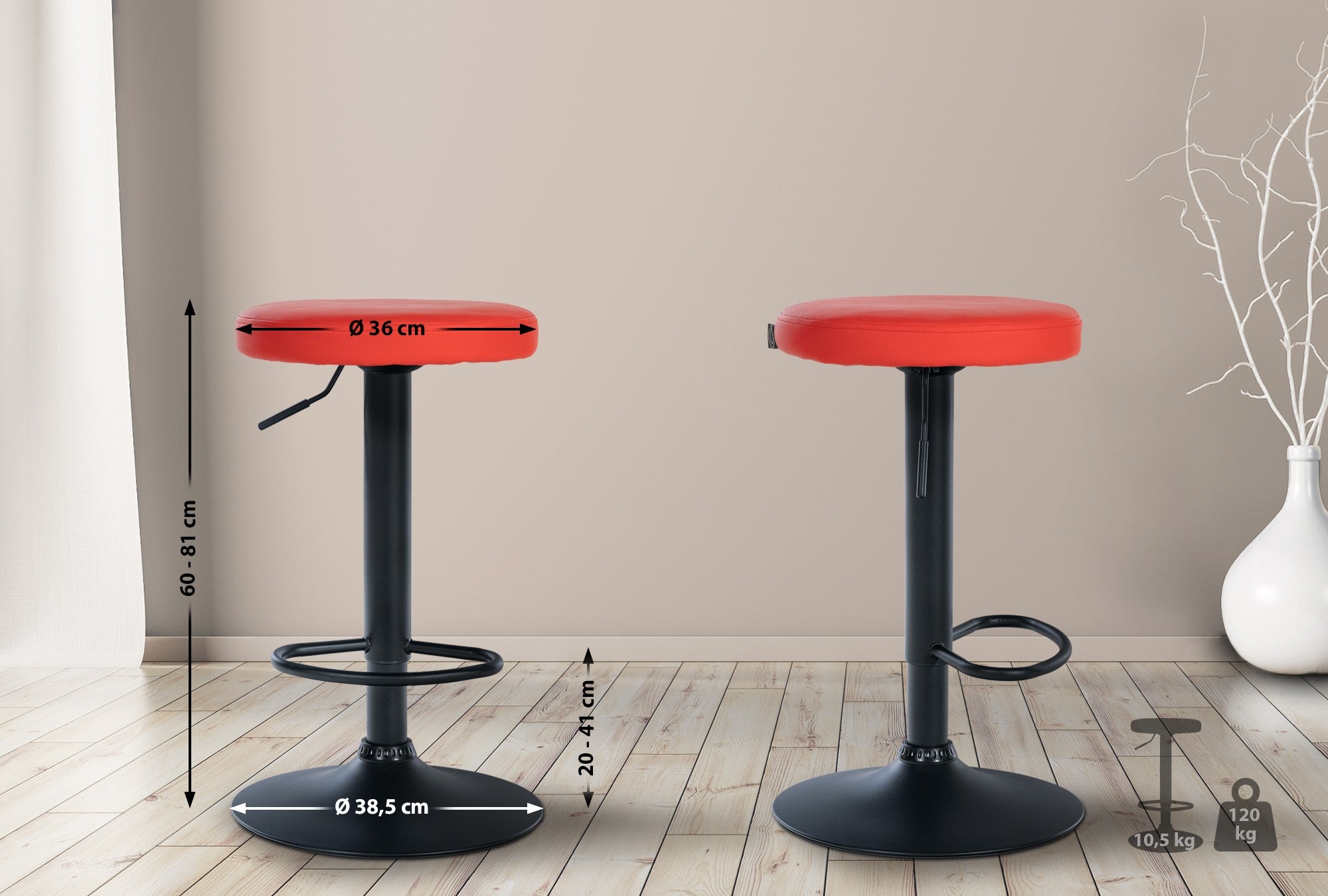 Set 2 Sgabelli Da Bar Con Schienale - Altezza Regolabile 60-81cm, Girevoli 360°, Velluto Grigio Chiaro - Foto 7