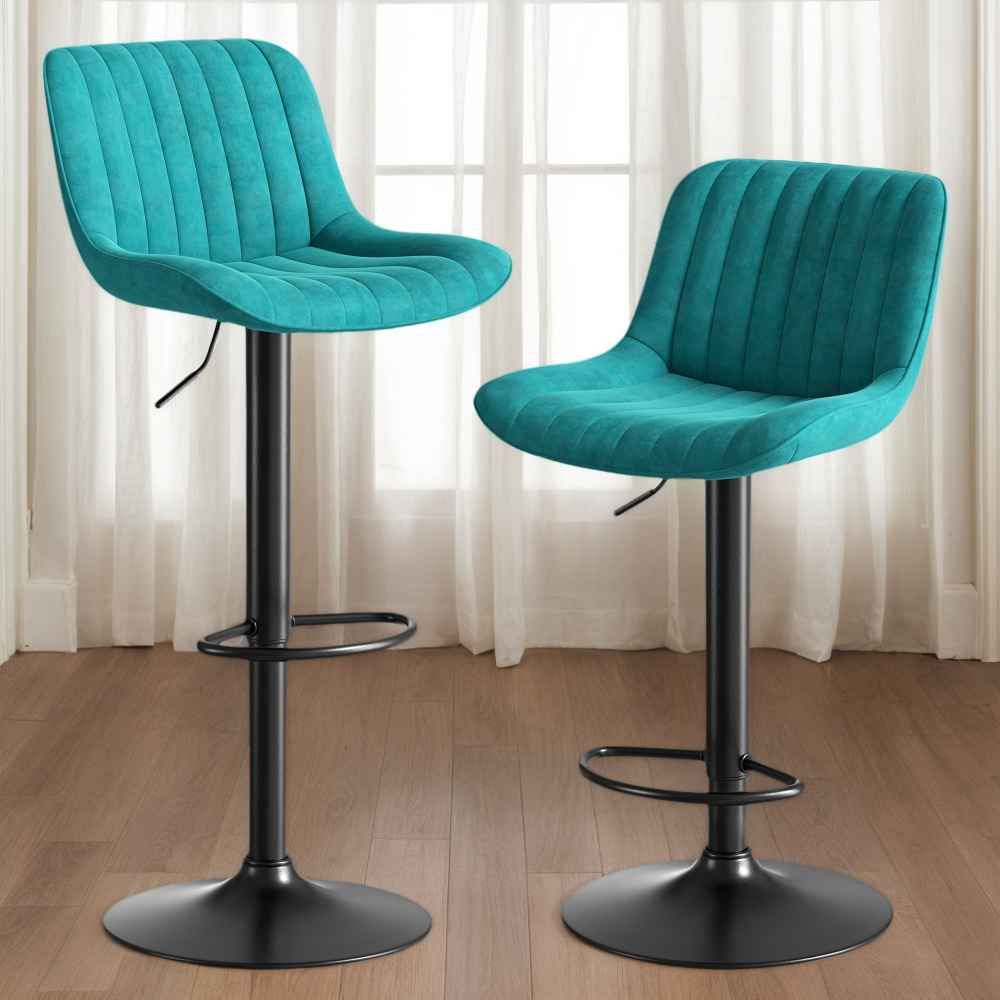 Sgabelli da Bar in Velluto Blu Set di – Sedie Alte da Sala da