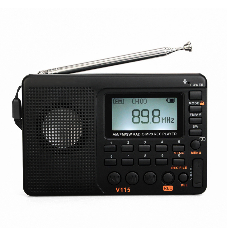 Przenośne radio, małe radio z możliwością ładowania, radio FM AM SW do domu, na zewnątrz i w sytuacjach awaryjnych (czarne)
