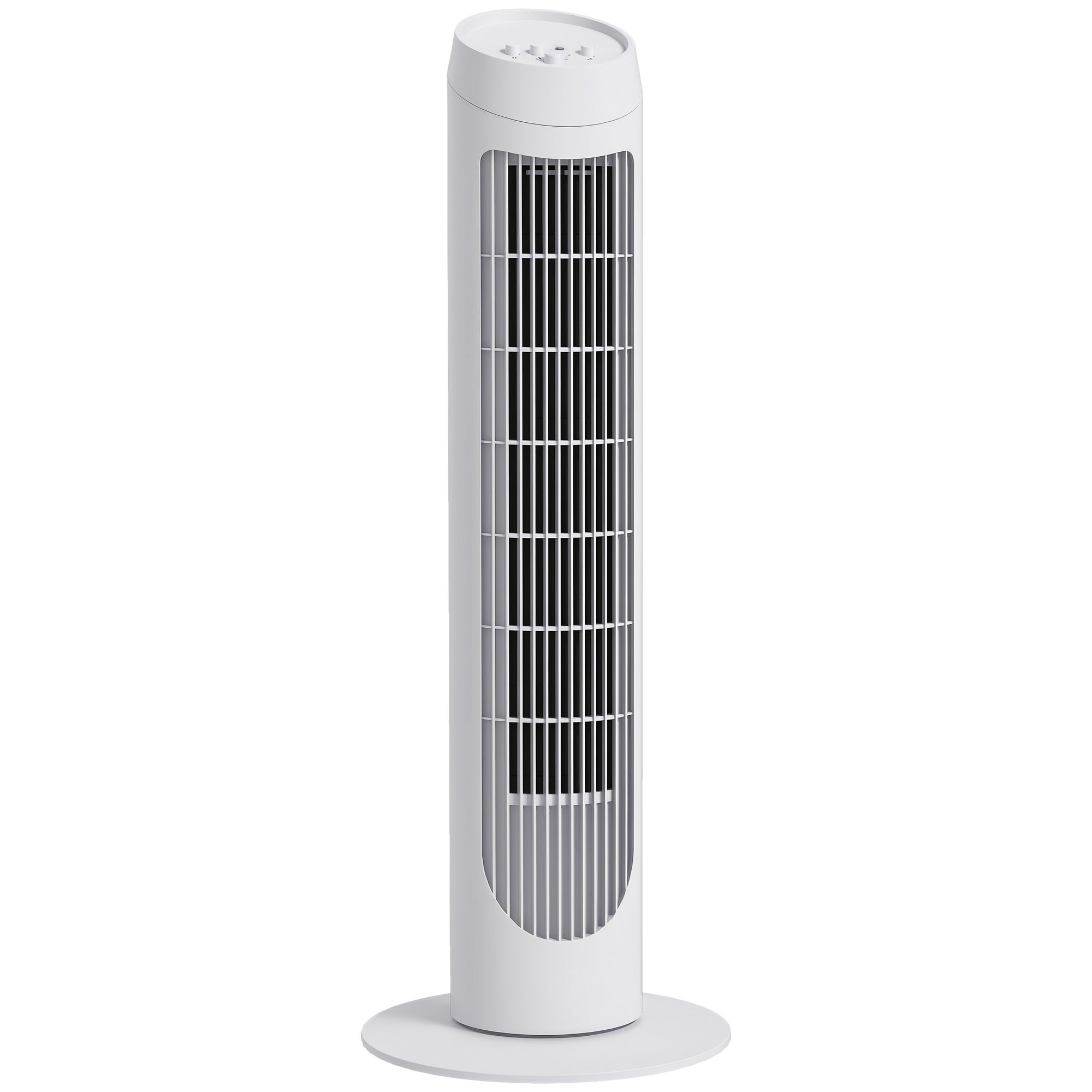 Ventilador de torre de 45 w, vertical y silencioso, con 3 velocidades y oscilación de 70°, ideal para salón, ø27 x 75 cm, color blanco.