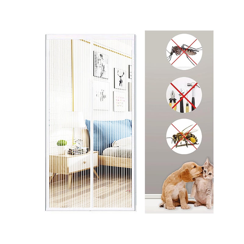 Biała magnetyczna moskitiera do drzwi 80 x 200 CM Magnetyczna moskitiera do drzwi z magnesami