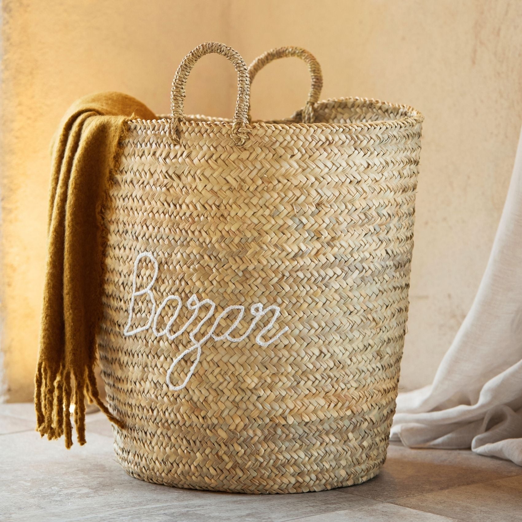Grand panier BAZAR XL - Blanc - 50x50x55 cm - Osier - 3