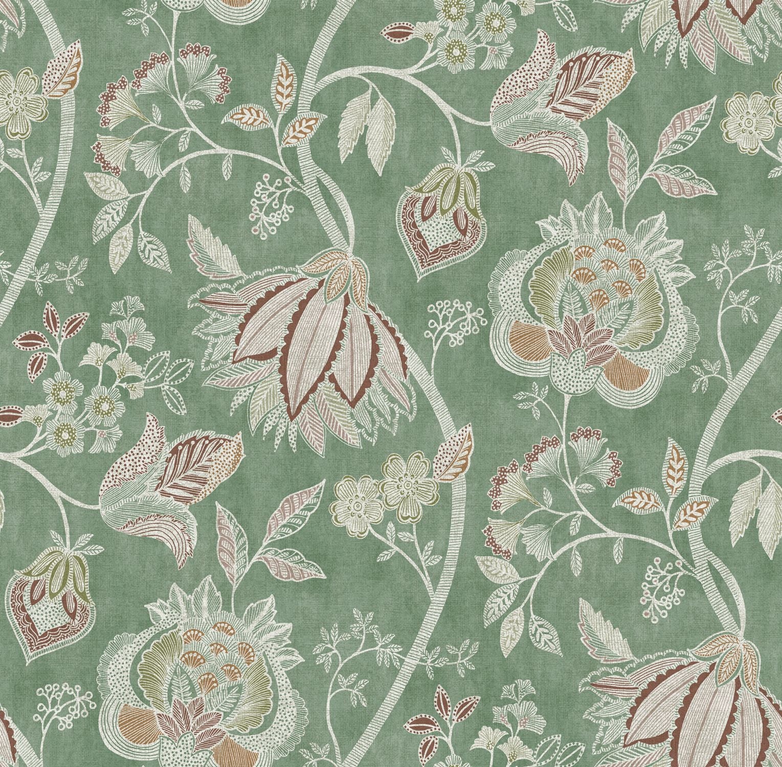 Tapeta kwiaty zielonym - 53 cm x 10 m - SANDERS &amp; SANDERS