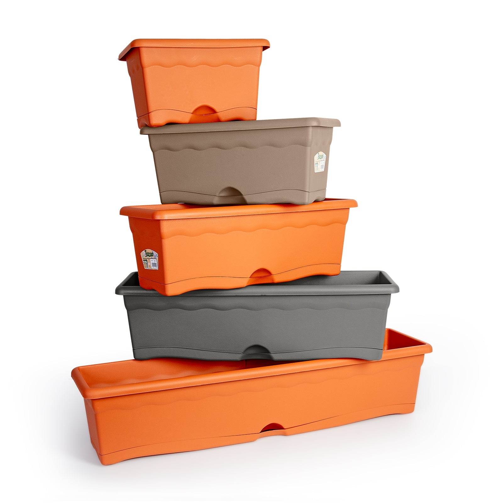 Jardinera con plato integrado color terracota 60x20x17cm 12l - 7