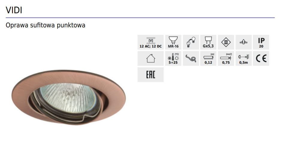 Spot Plafond Encastrable - Aluminium Chromé - Ø77mm - GX5.3 - Kanlux VIDI - 2