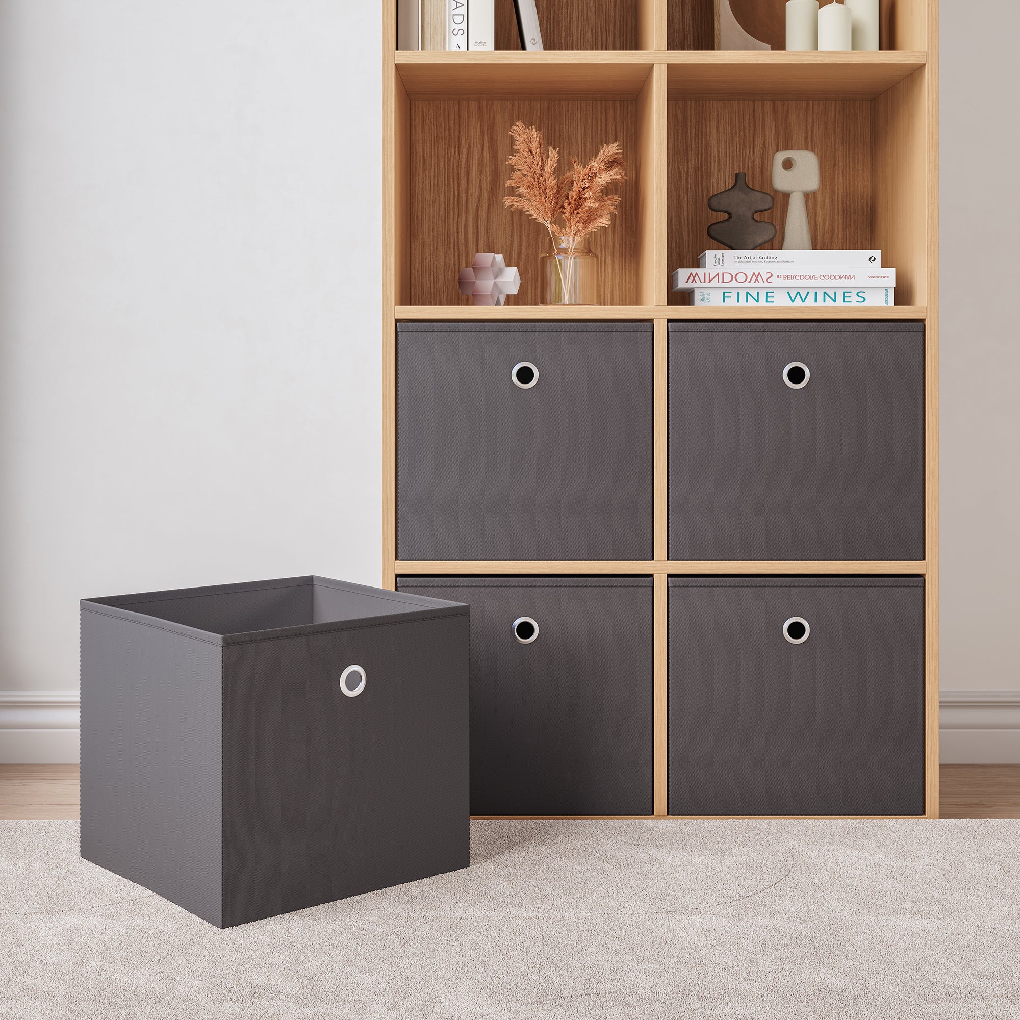 Set de 10 Boîtes de Rangement Textile Non Tissé 28 x 30 x 30 cm Gris Foncé [en.casa] - 4