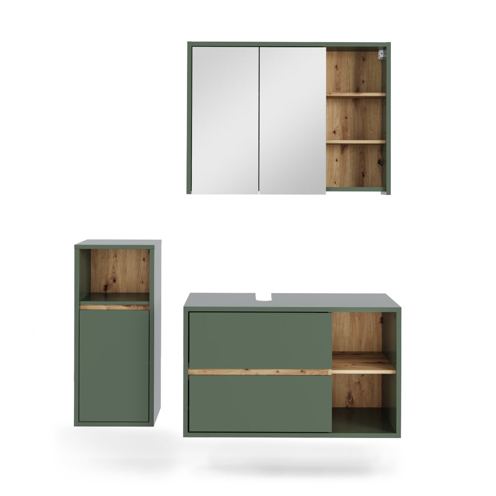 Vicco Zestaw mebli łazienkowych Viola, Zielony/rzemieślniczy, 3 części