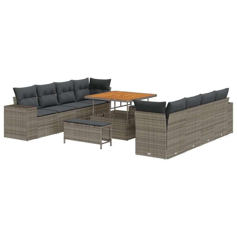 Zestaw Sof na Ogród z poduszką 11 pcs Szary polirattan vidaXL