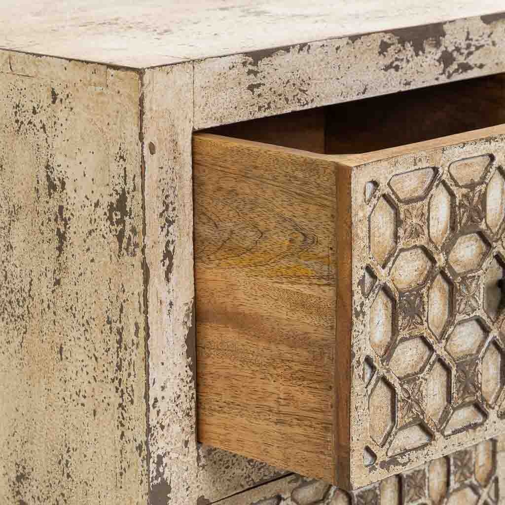 Comodino in legno fatto a mano, grigio, 45x35x60h cm - 6