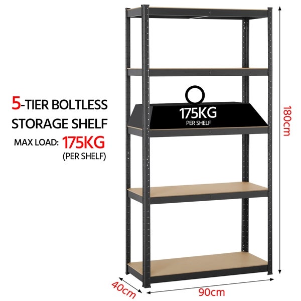 Étagère De Rangement Yaheetech 180x90x40cm - Métal Galvanisé Charge 875kg Total | Pour Garage, Atelier, Cave