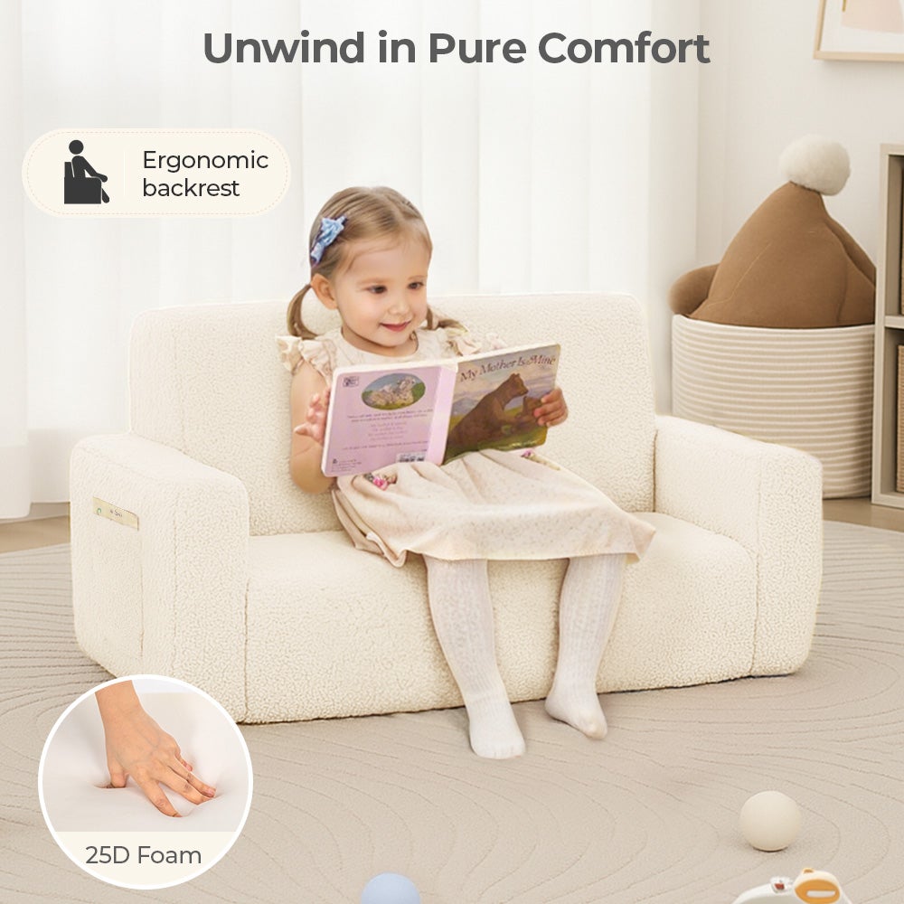 Fauteuil Enfant Convertible en Canapé-lit 2 en 1, Canapé pliable pour filles et garçons Cadeau Noël - Beige - 8