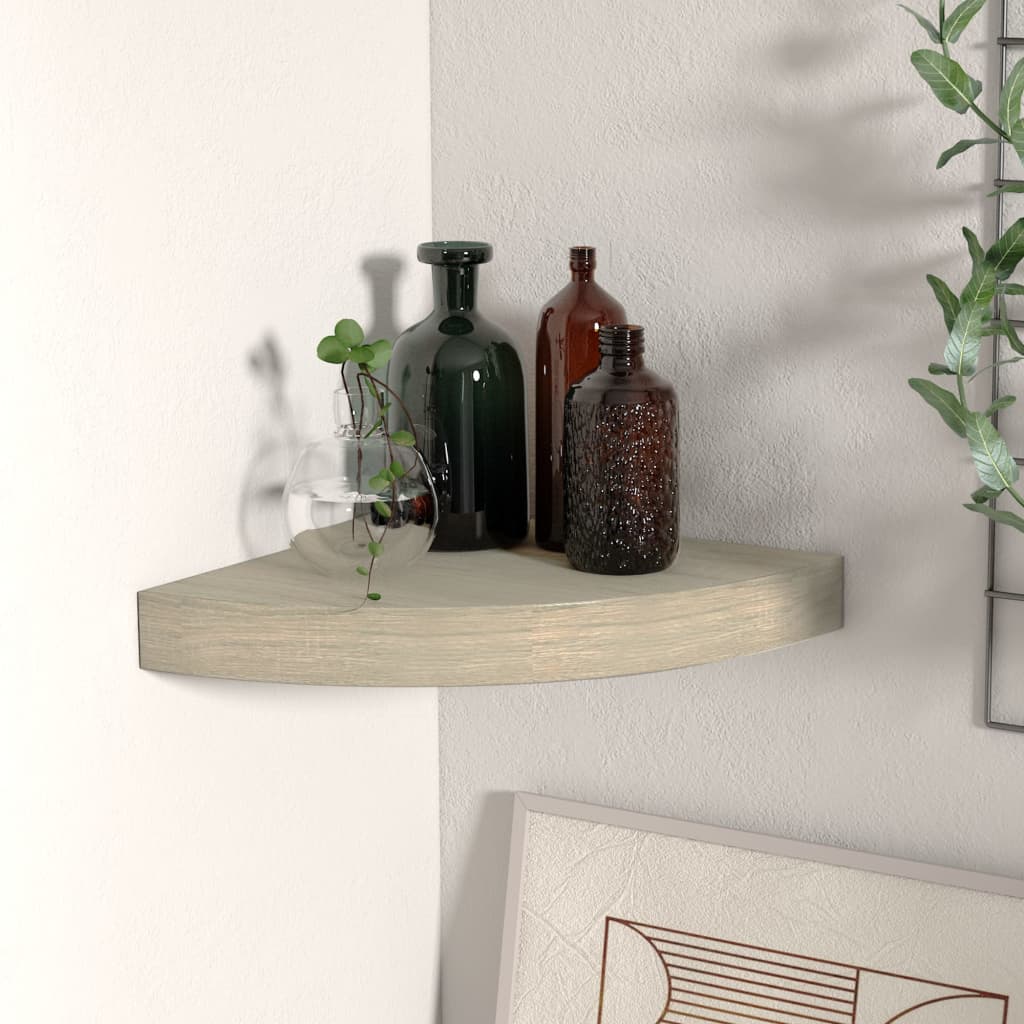 Étagère d'angle flottante Chêne 25x25x3,8 cm MDF - 2