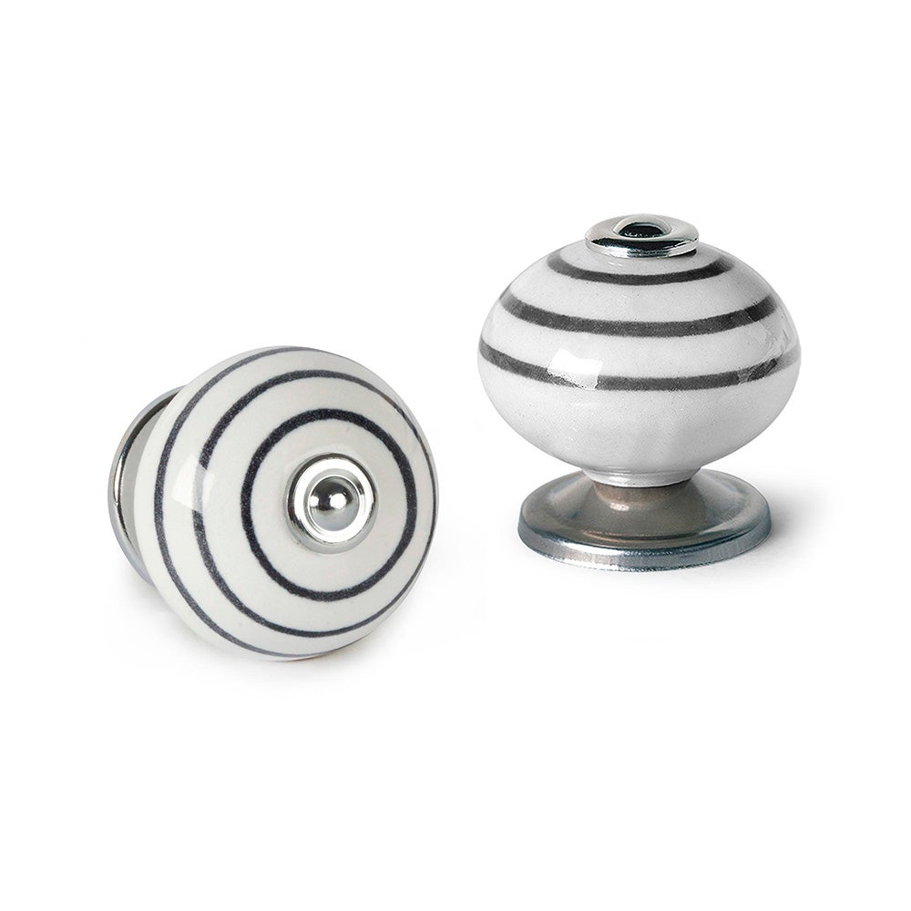 BLÍSTER COM 4 PUXADORES REDONDOS PARA MÓVEIS. FABRICADO EM PORCELANA E ACABAMENTO AZUL. MOD. E501 Ø40mm. REI - 3