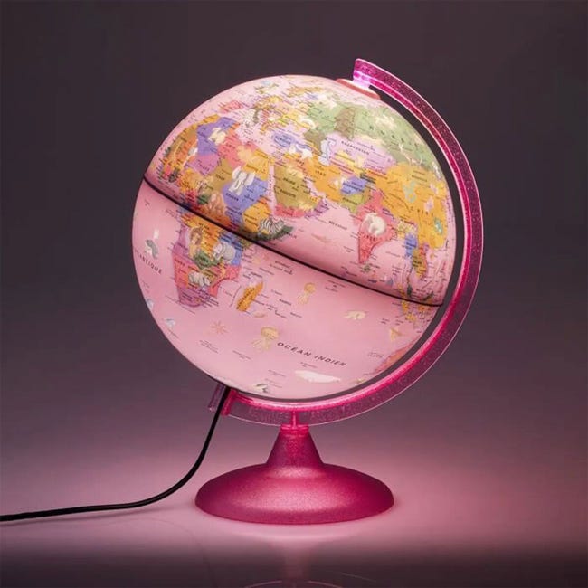 TECNODIDATTICA - Globe terrestre PINK ZOO, lumineux, 25 cm, illustré TECNODIDATTICA - Globe terrestre PINK ZOO, lumineux, 25 cm, illustré