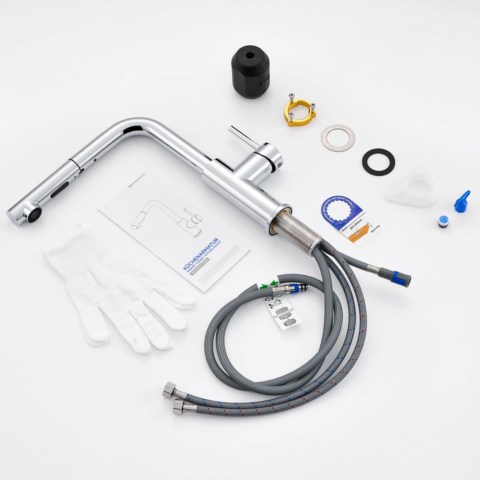 Rubinetto da cucina monocomando con doccetta Rubinetto cucina con 2 modalità di getto Rubinetto per lavello con doccetta estraibile - 8