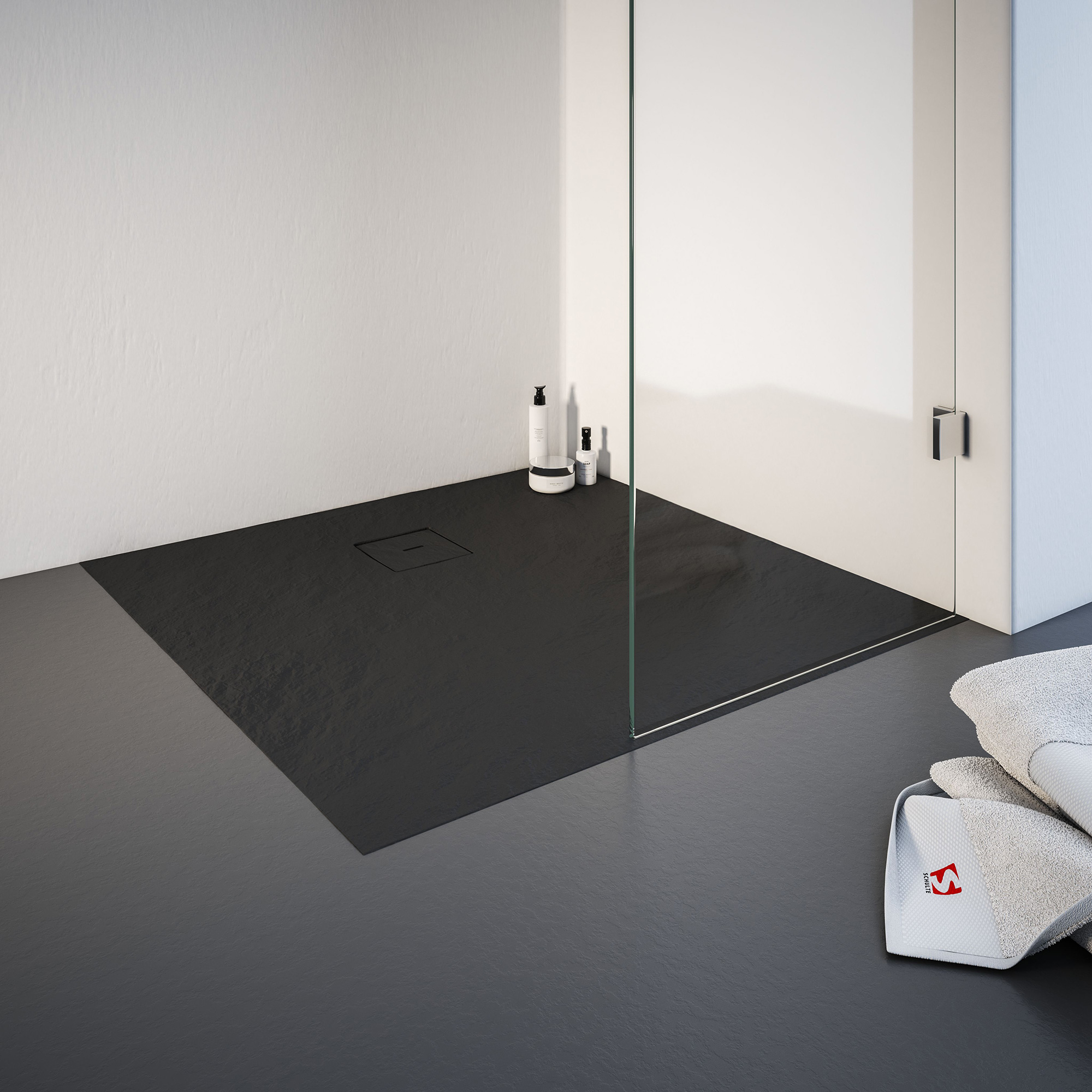 Receveur De Douche à L'italienne Idralite 70x140 Cm – Effet Pierre Anthracite, Résine, Réductible