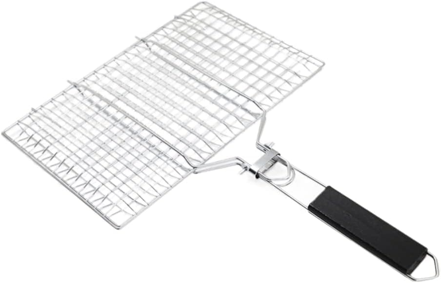 Składany ruszt do grilla - koszyk do grilla ze stali nierdzewnej - akcesoria do grilla - siatka do grilla - odpowiedni na kemping i grilla - 50*32 cm