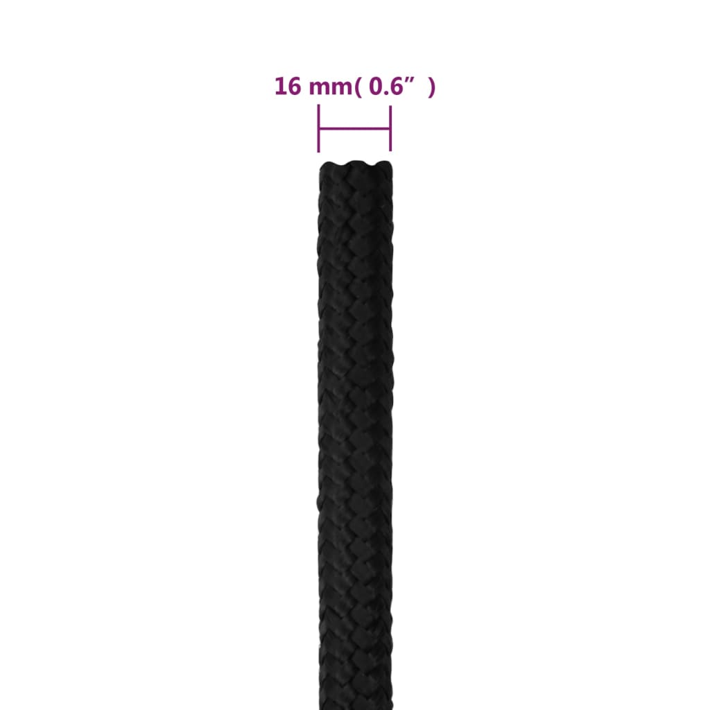 Corda | Cordão de 16 mm 100 m polipropileno preto completo CFW78343 - 6