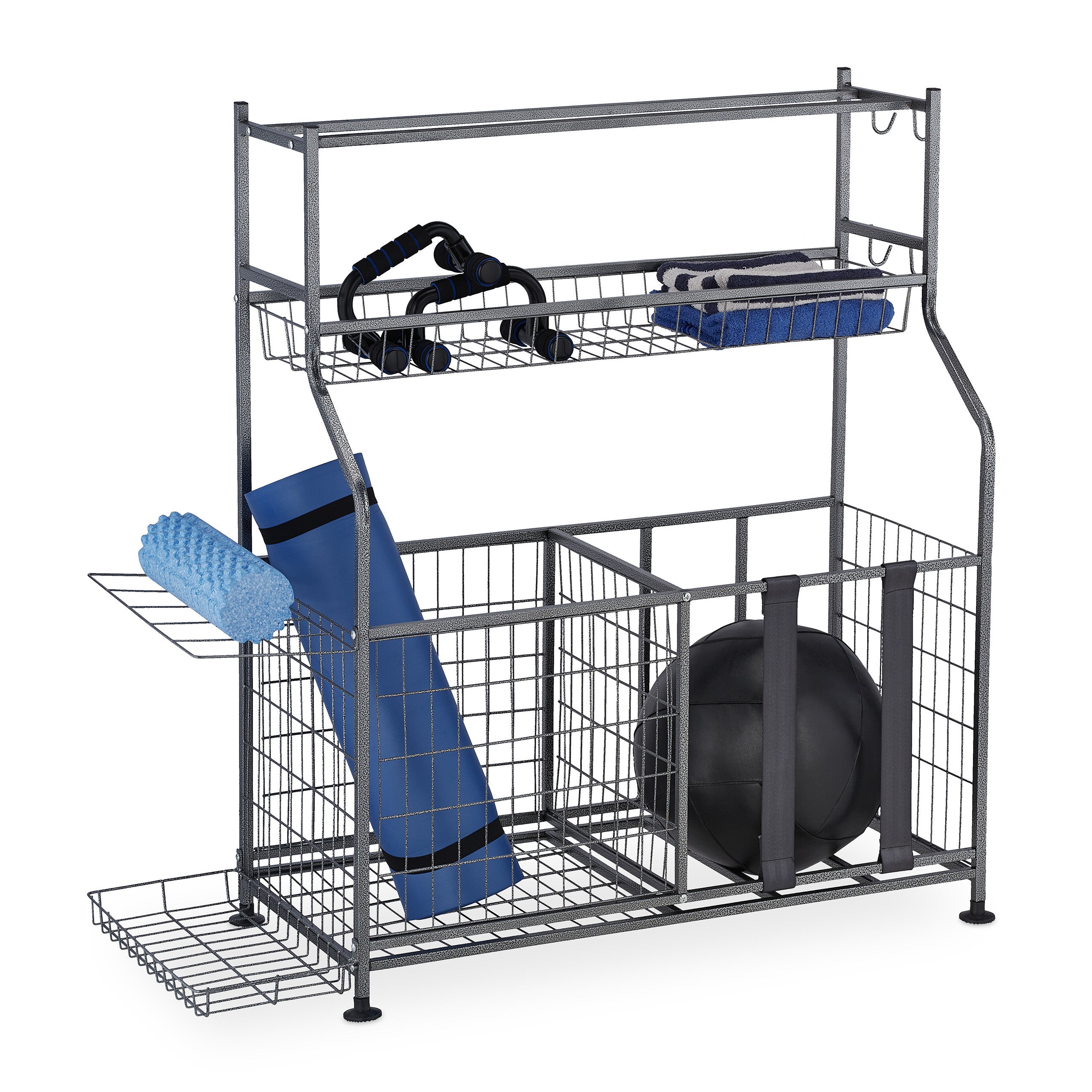 Support Vertical Balles Sport Aosekaa Étagère De Rangement Pour Ballons De Basket-ball, 5 Niveaux Porte Balles Basket Football 5 Niveaux
