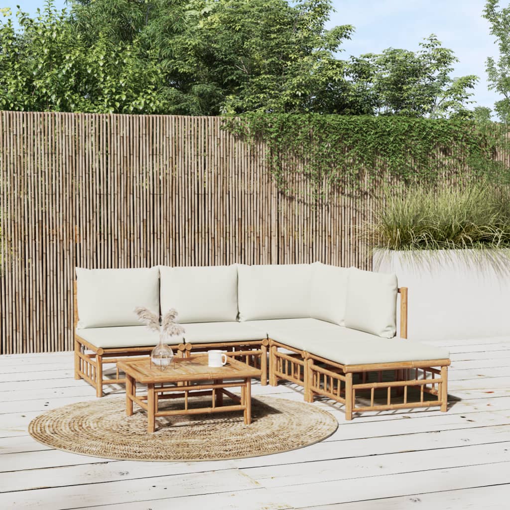 VidaXL Salon De Jardin 2 Pcs Avec Coussins Taupe Bambou, Ensemble De