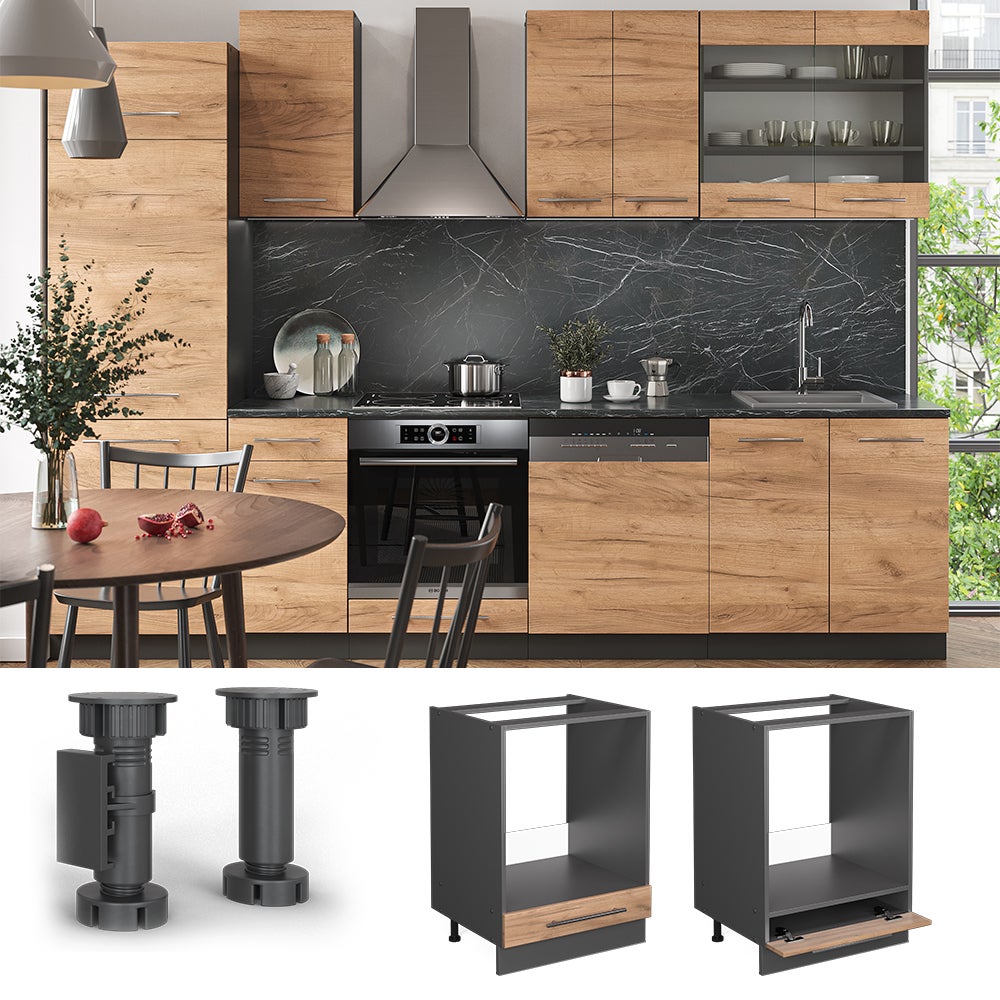 Vicco Meuble pour four Fame-Line, Chêne de force doré, 60cm sans PT - 2