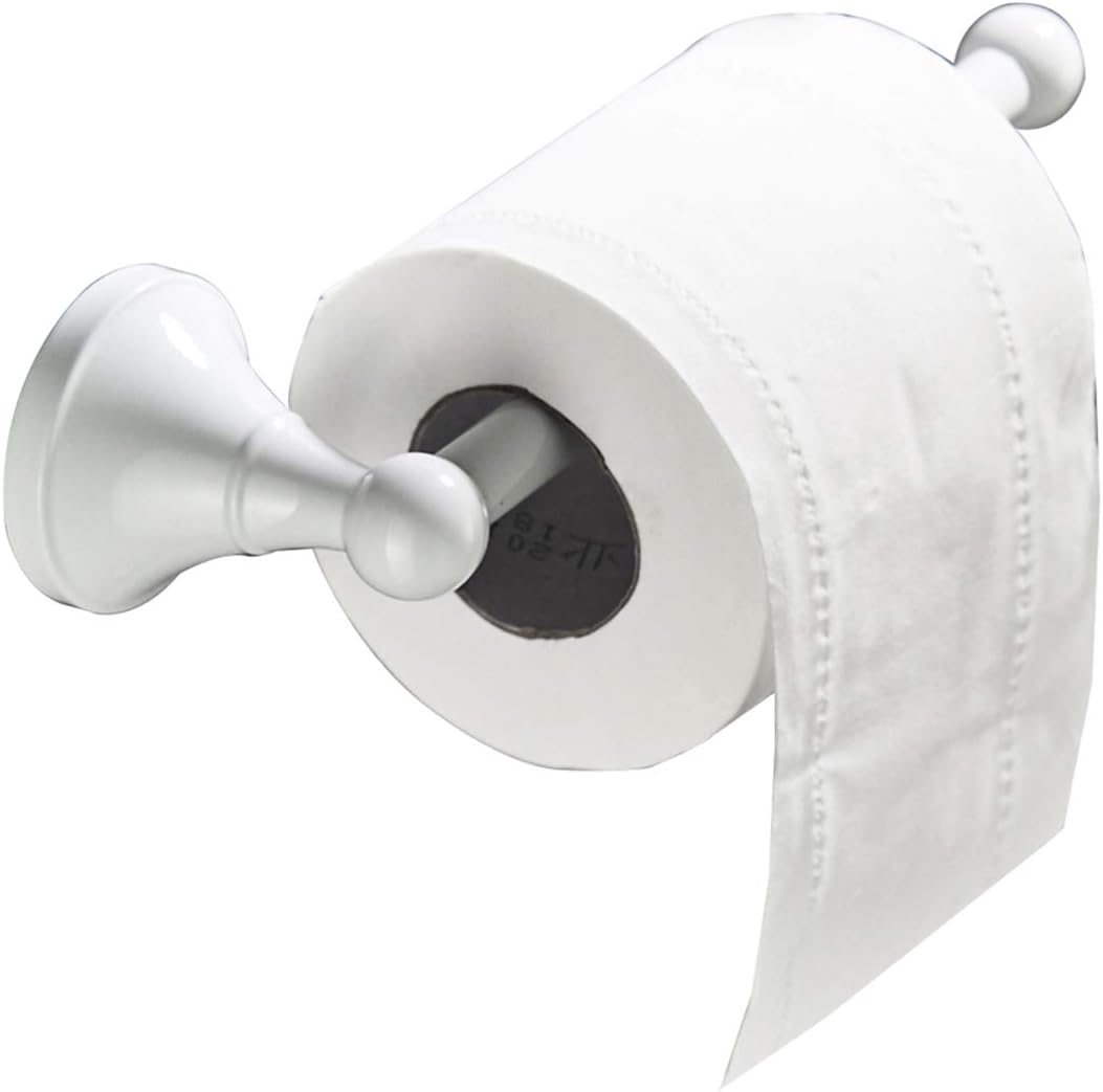 Uchwyt na papier toaletowy, ścienny, mosiężny, 20 cm, biały