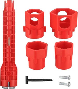Clé Multifonction 8 En 1 Pour Robinet Et évier - Outil Plomberie Universel - Rouge