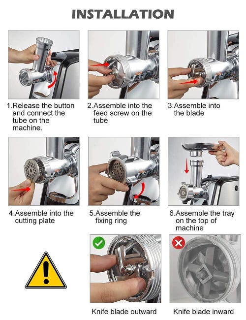 Tritacarne Elettrico 2000W - Professionale, Con 3 Piastre Acciaio, Funzione Reverse, Per Salsicce E Verdure - Foto 4