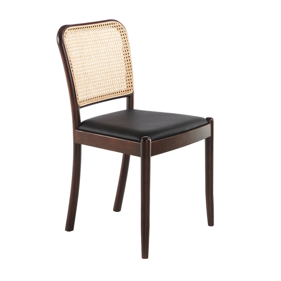 Rattan i czarne krzesło z ekoskóry 48 x 50 x 84 cm