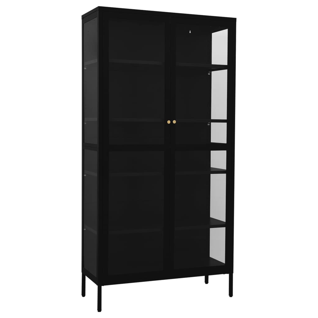 Vitrine Armoire Laquée Noire - Conforama - Bois - Dimensions 178x86x35 Cm