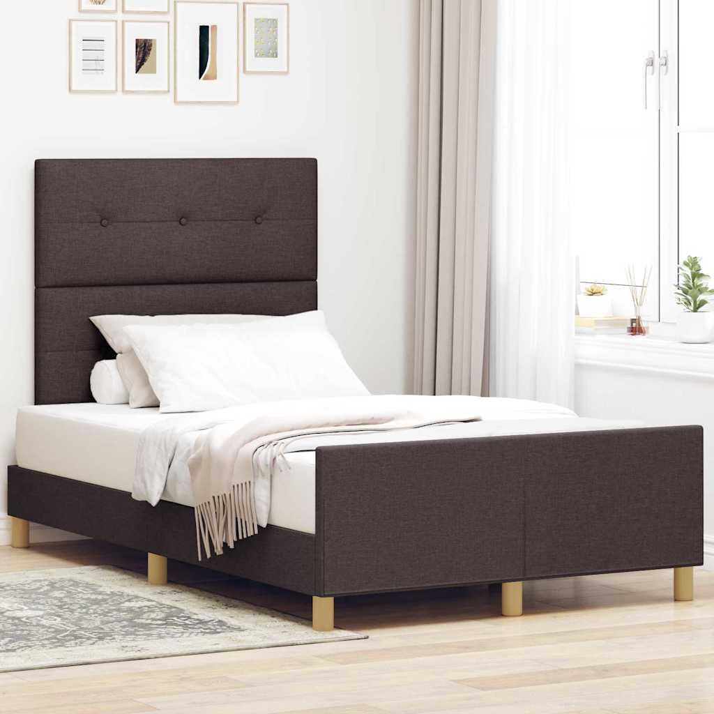 Telaio Letto 140x200 Cm VidaXL - Tessuto Marrone Scuro, Con Doghe In Compensato, Senza Materasso