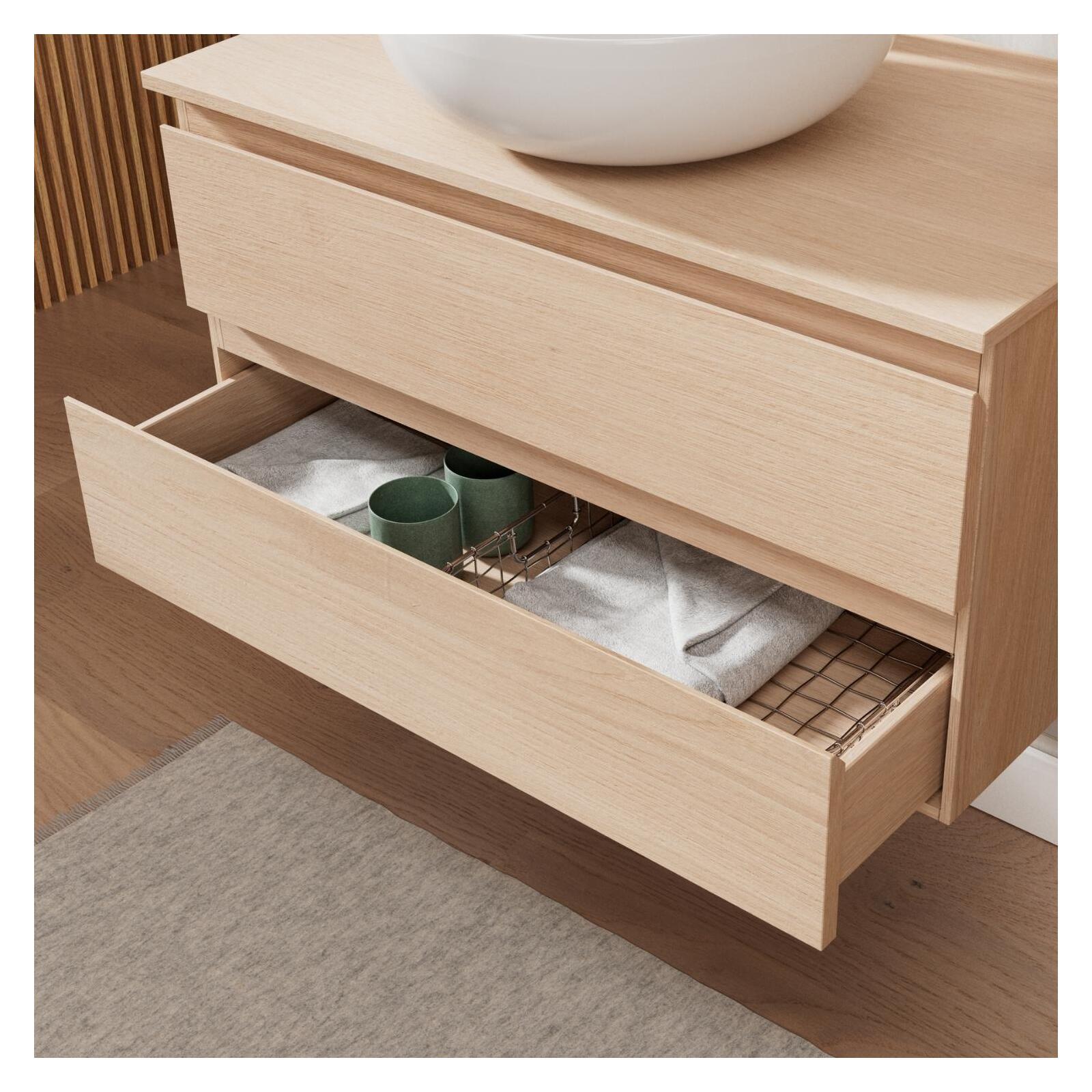 Meuble simple vasque SORRENTO décor chêne 80 cm - 5
