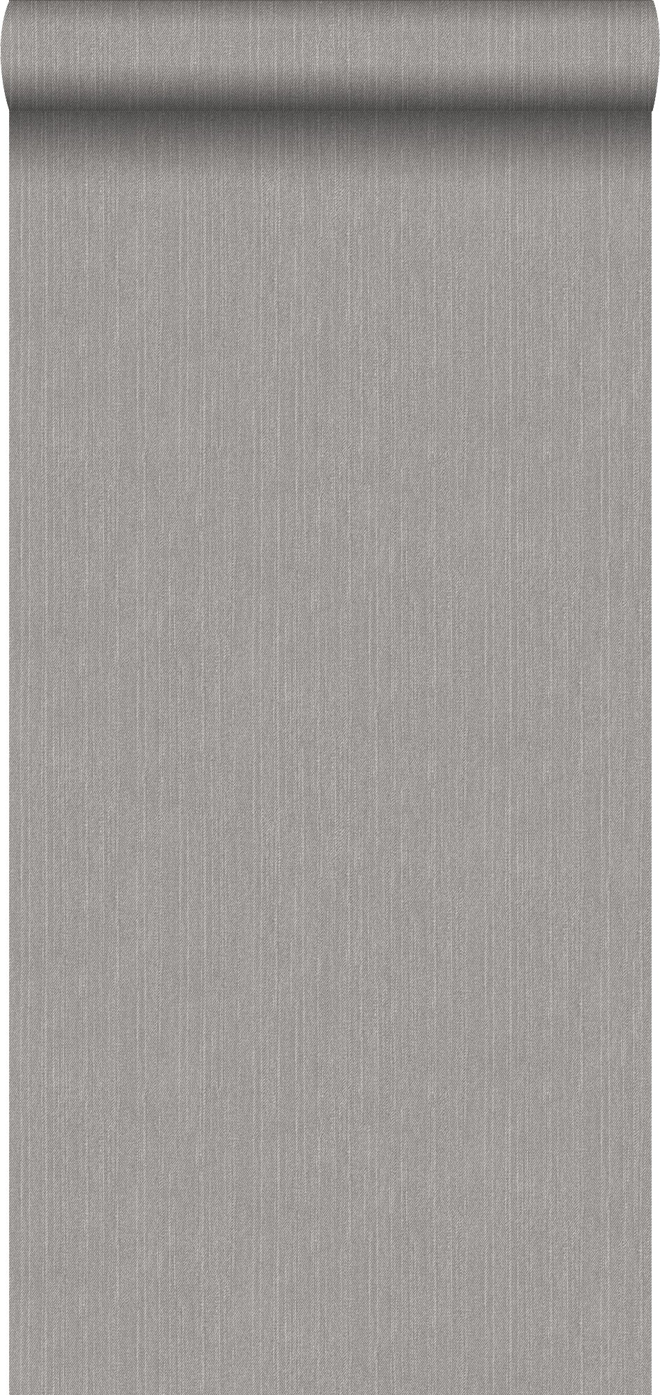 Tapeta dżinsowa tekstura szaro-szarym - 53 cm x 10.05 m - ESTAHOME