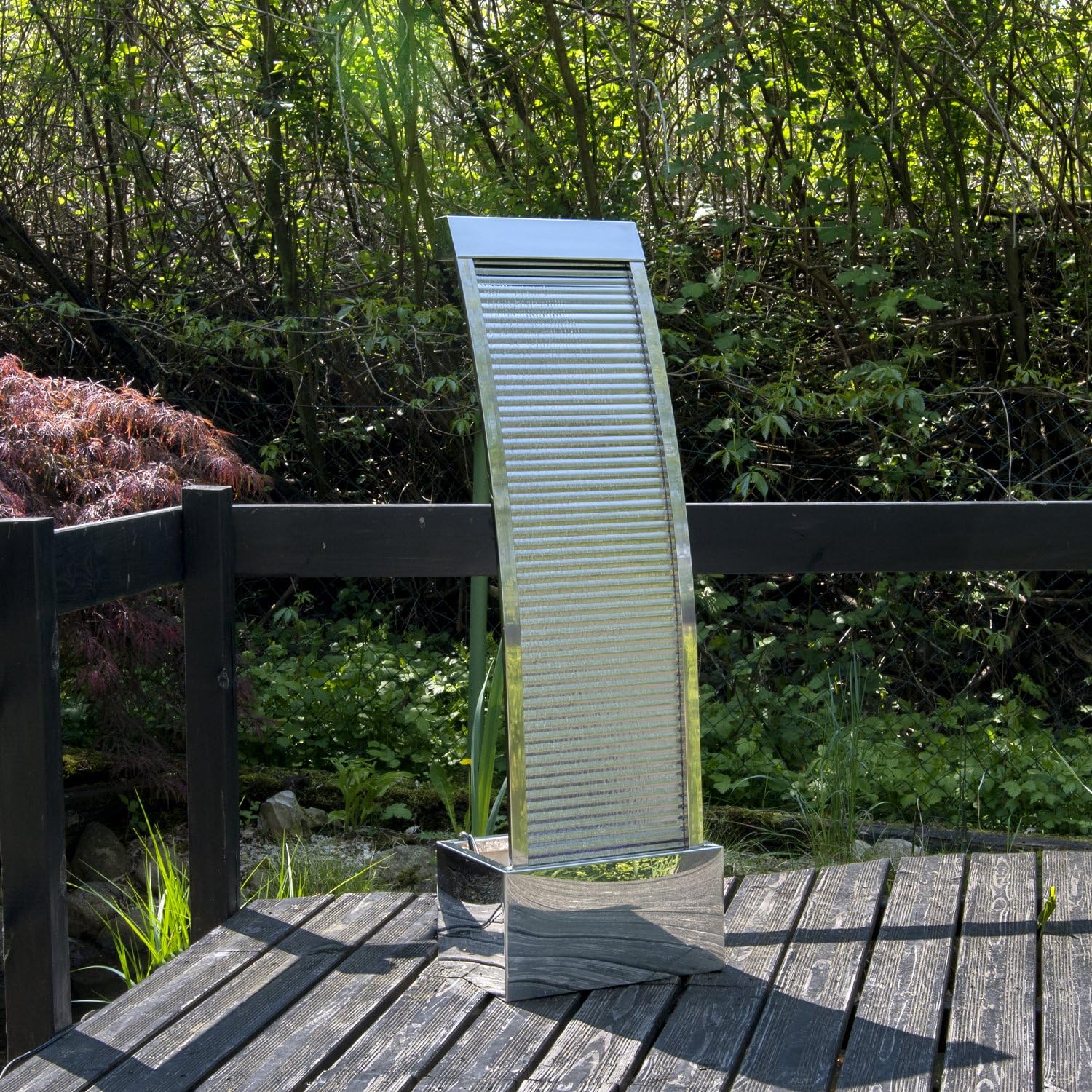 Fontanna ogrodowa Köhko 23013 wykonana ze stali nierdzewnej Wysokość ok. 110 cm Fontanna ogrodowa z oświetleniem LED Wariant-1