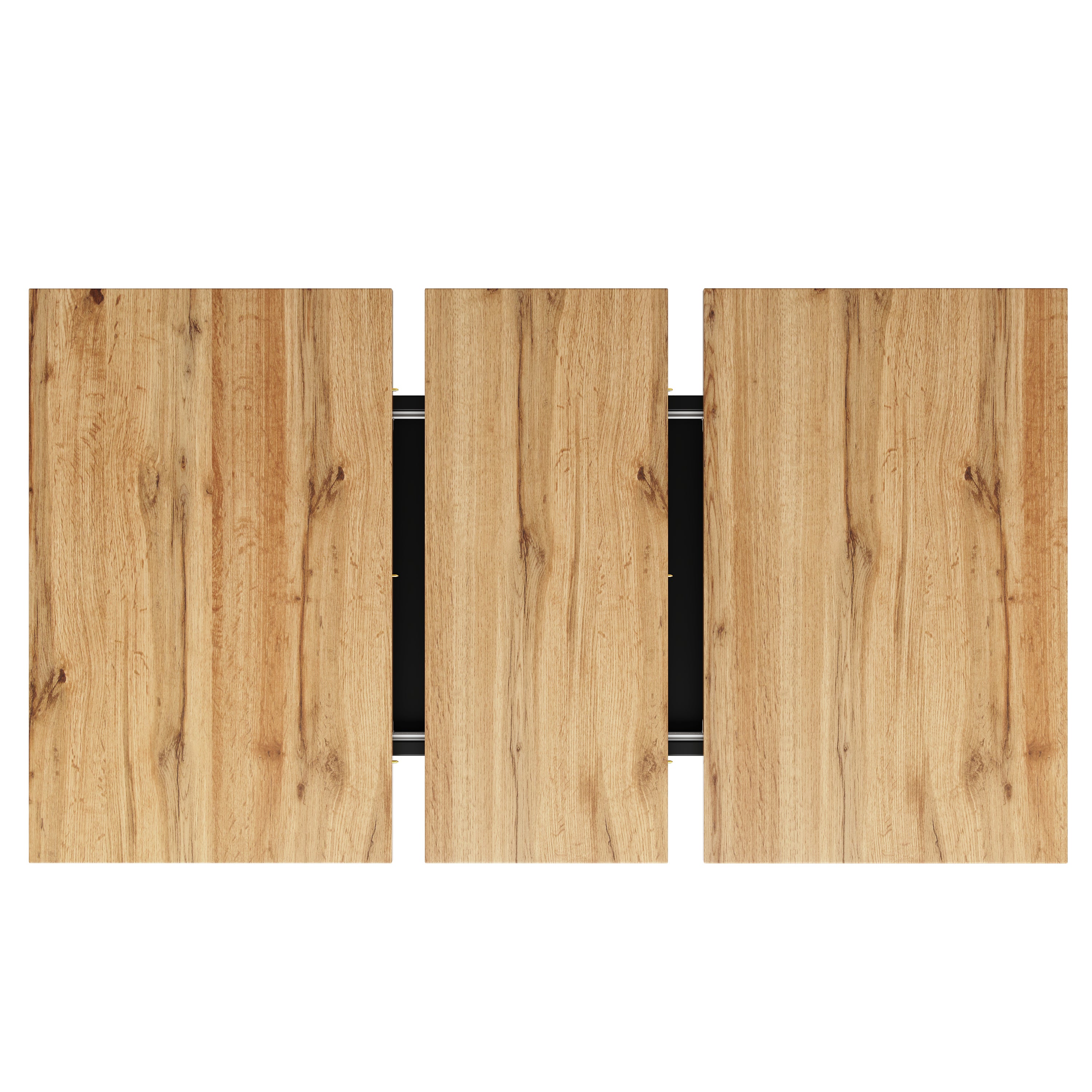 Table à manger extensible 4 à 6 couverts - 118/157 x 70 x 75 cm - Plateau extensible - MDF - Naturel + noir - 6