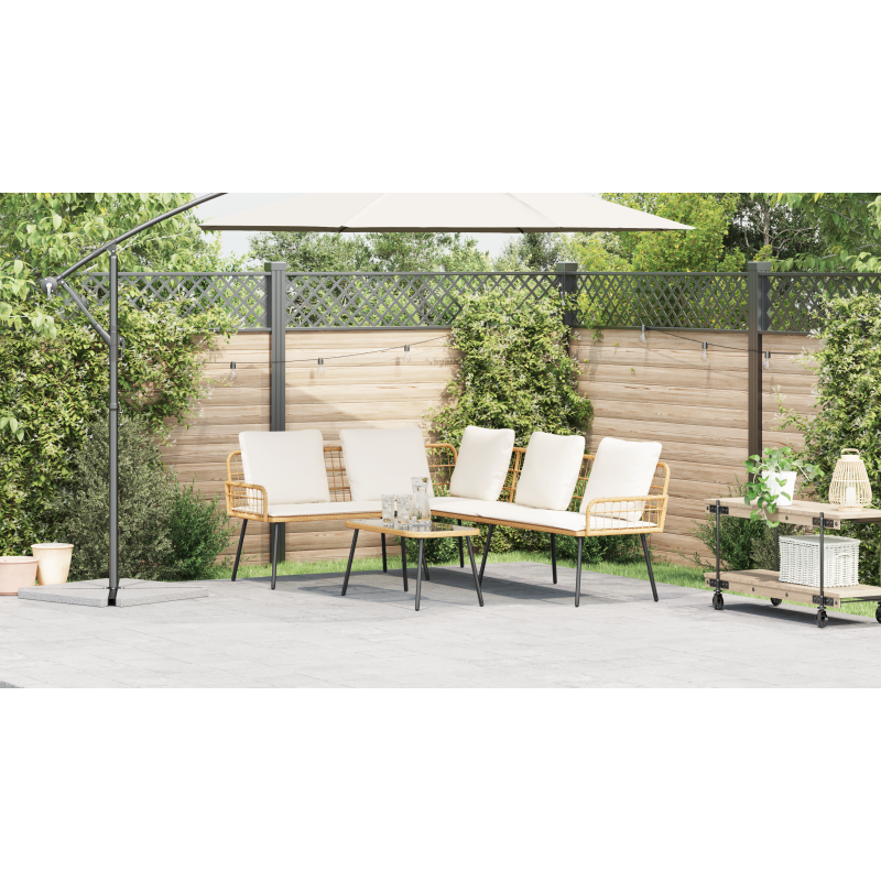 Salon bas de jardin en Acier Marron 6 personnes - 4