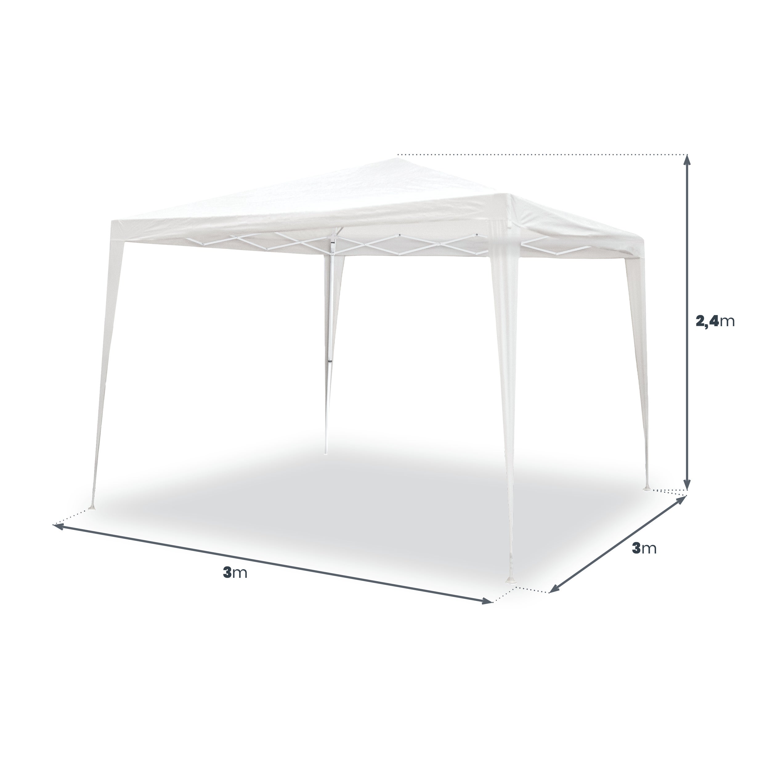 Carpa Plegable 3x3 m Blanca – Incluye Vientos y Piquetas de Fijación - Lona Rafia 100 gr/m2 - 7
