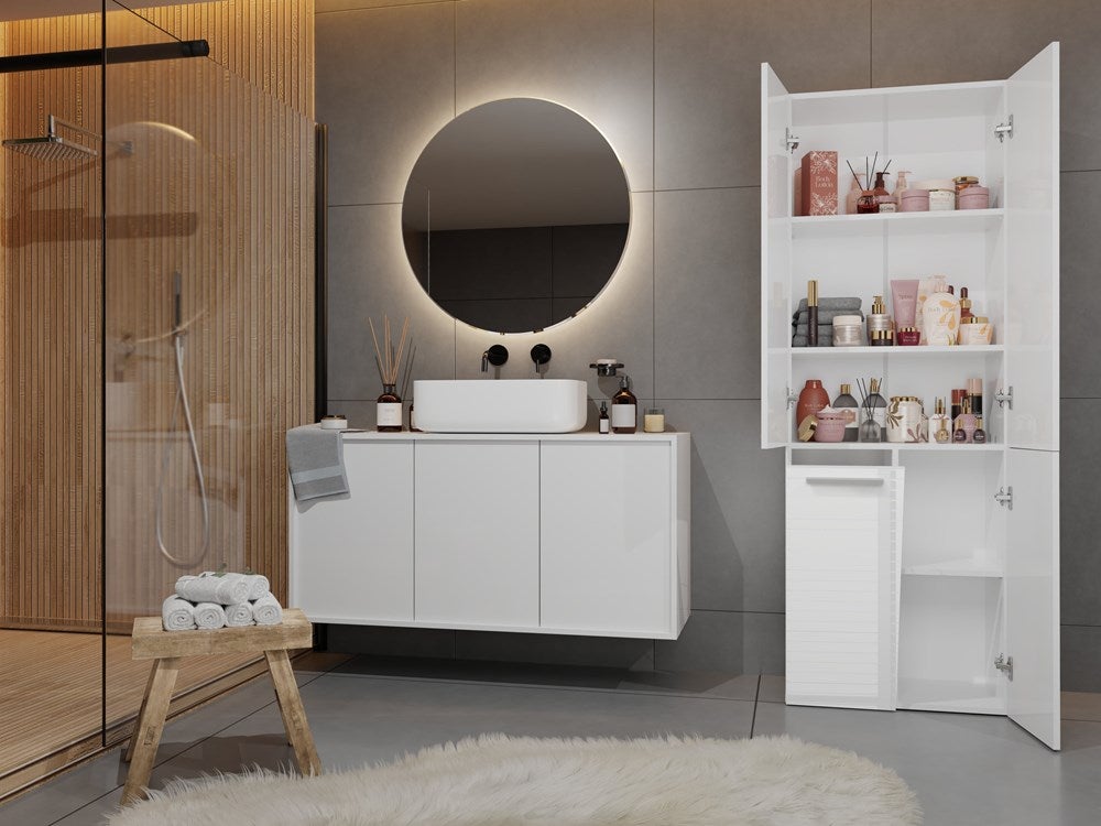 RORY | Mobile da bagno con cestone | Maniglie minimaliste | Dimensioni: 174x60x30 | colonna di archiviazione - 6