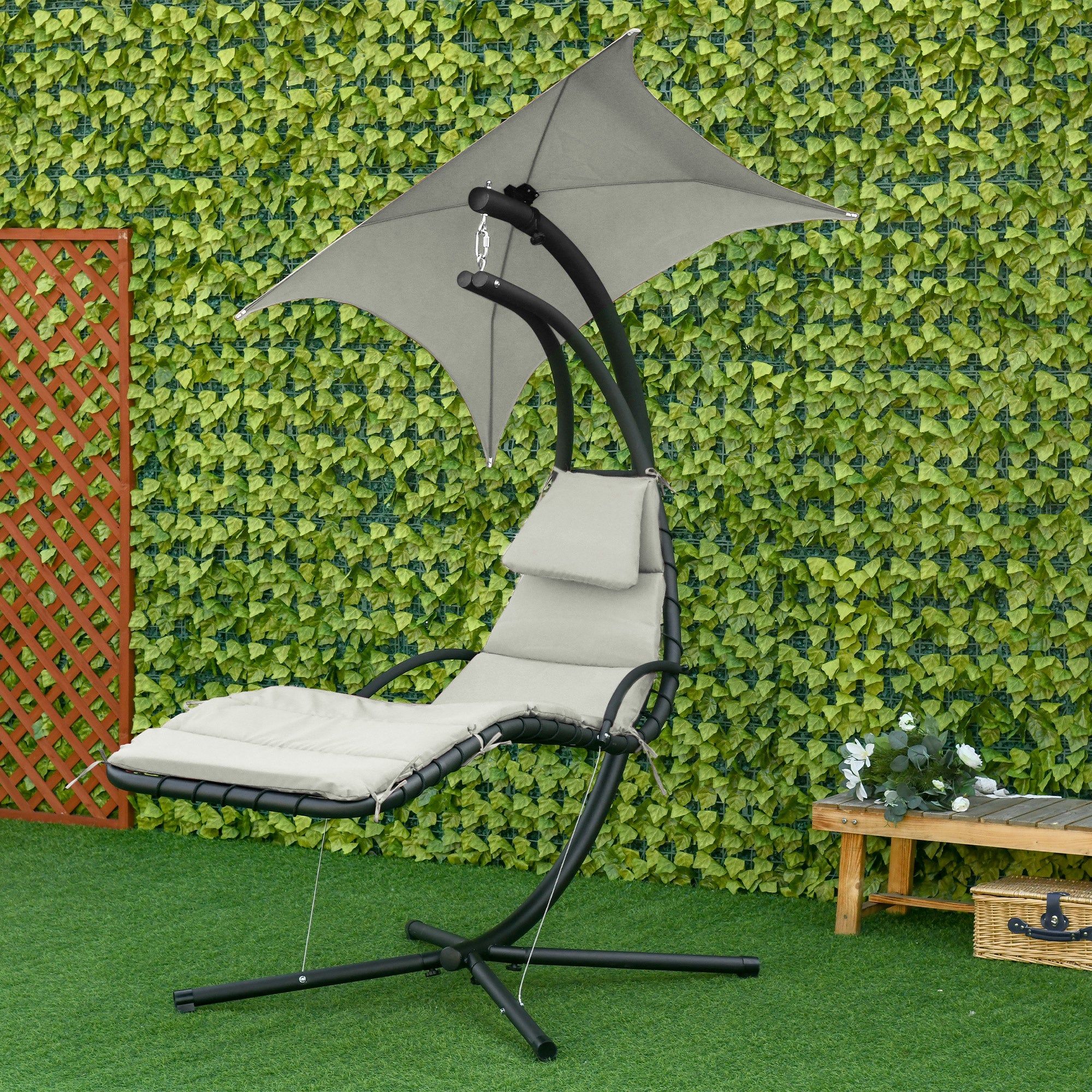 Outsunny Sdraio Sospesa Da Giardino, Lettino Sospeso Imbottito Per