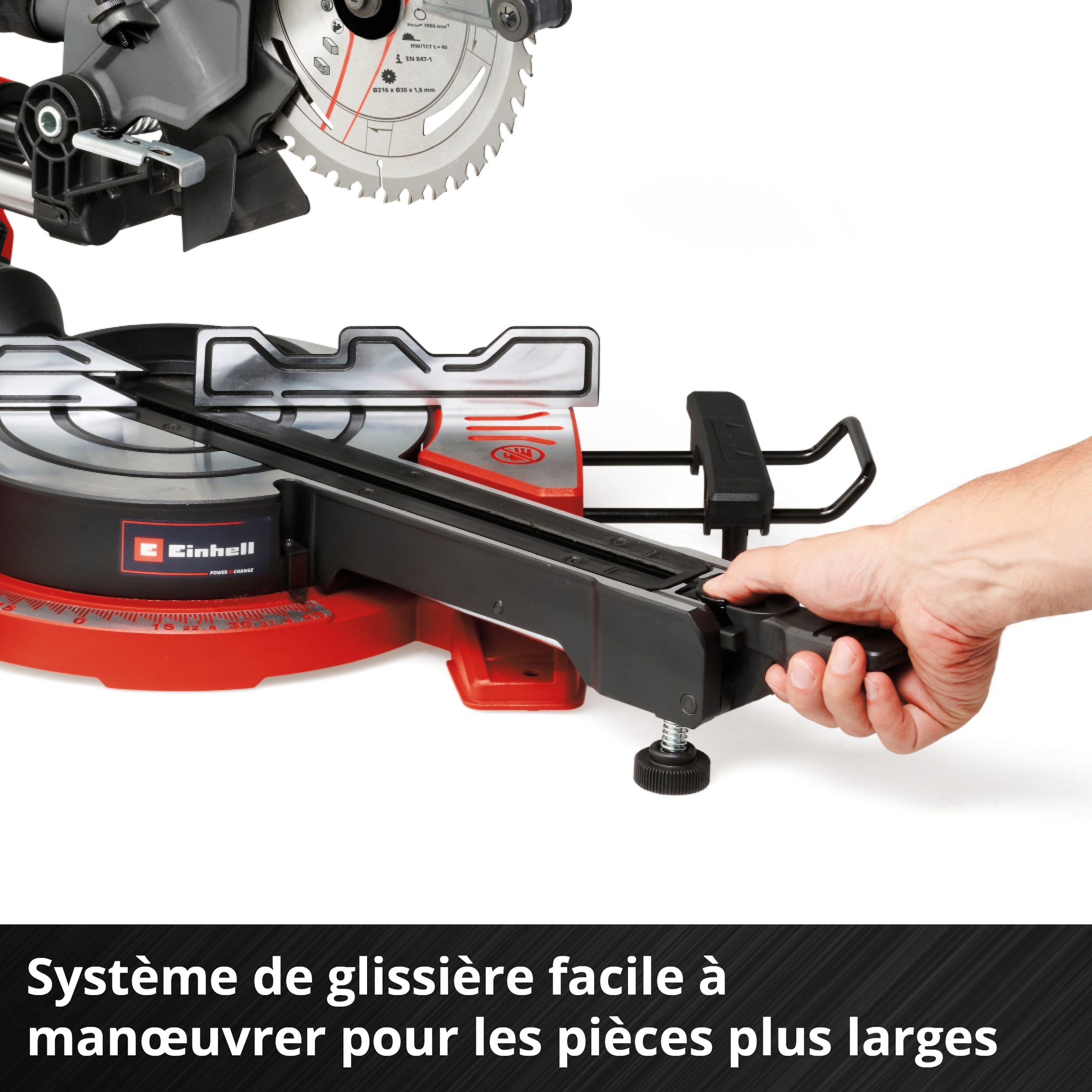 Piła ukośna bezprzewodowa Einhell TE-SM 36/8 L laser i ergonomiczny design - 3