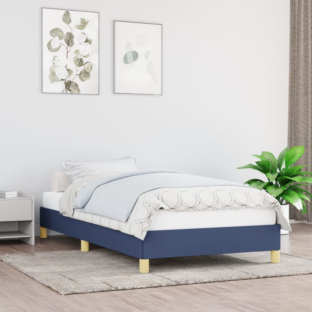 Rama łóżka bez materaca Niebieska 90x190 cm Tkanina
