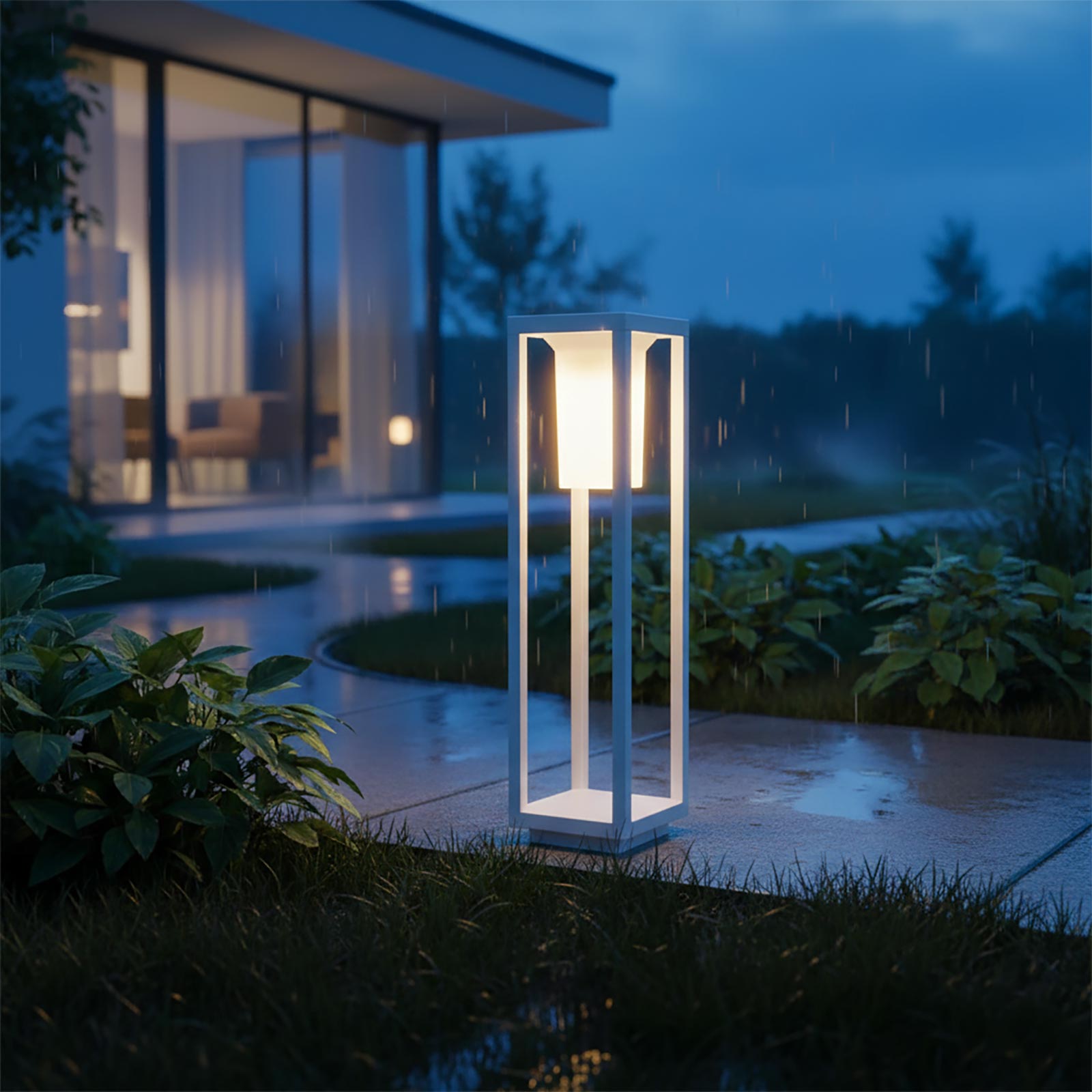 Lampione da Giardino E27 Moderno IP65 Lampioncino Esterno Luce Cortile Viale Sentiero 60cm 230V COLORE BIANCO - 4