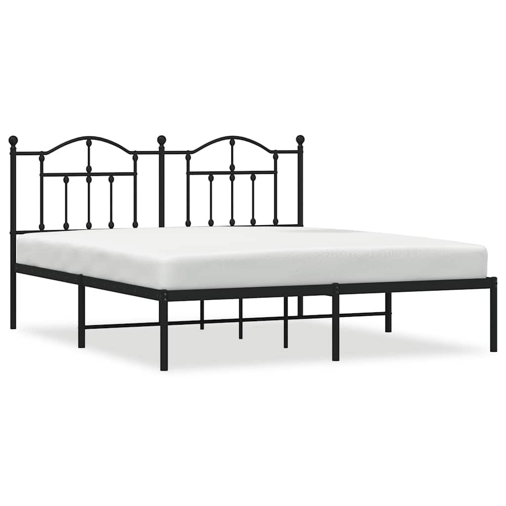 vidaXL Estructura de cama con cabecero metal negro 183x213 cm - 2