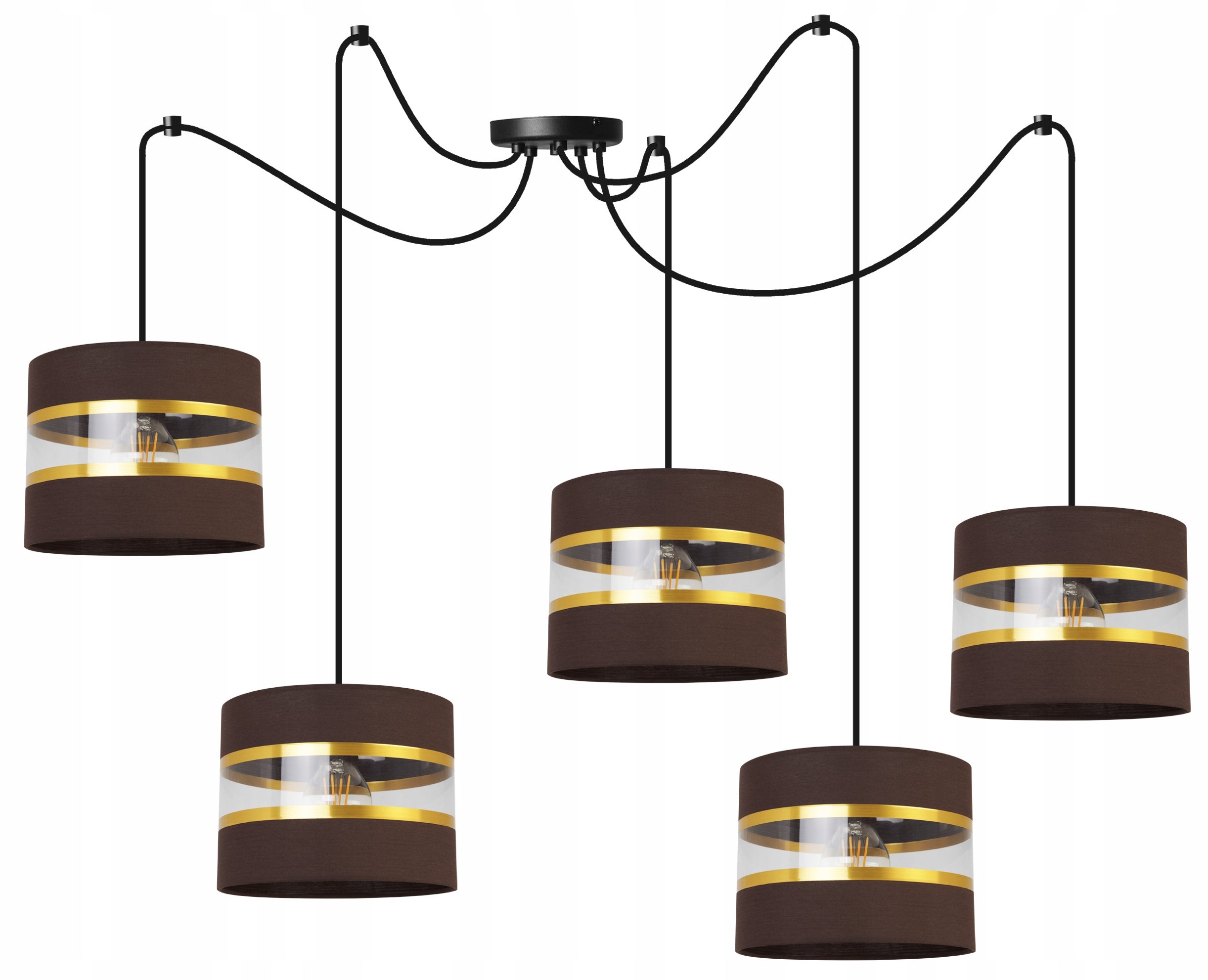 Lampă suspendată de tavan Light Home LH Spider Elegance Gold 5x E27 60W maro/negru
