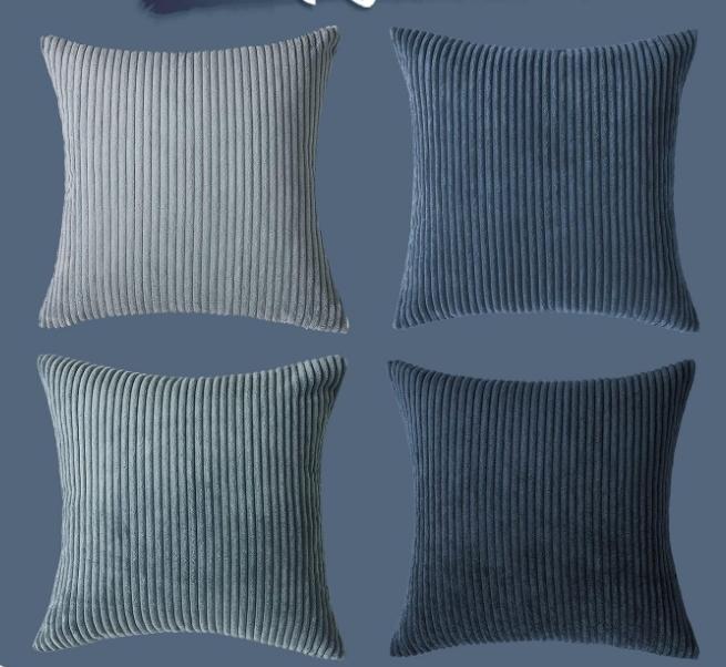 Housse de coussin - 65 x 65 cm - 1 pièce - Décoration pour chambre, salon et maison - Housse de coussin décorative à rayures,bleu - 7