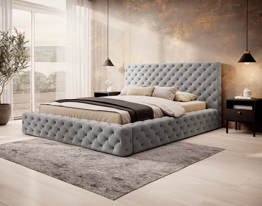 Lit Coffre Velours 160x200