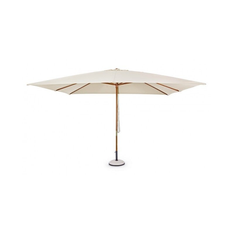 Parasol 400x300 cm en toile polyester crème et mât en bois - ATTOL - 6