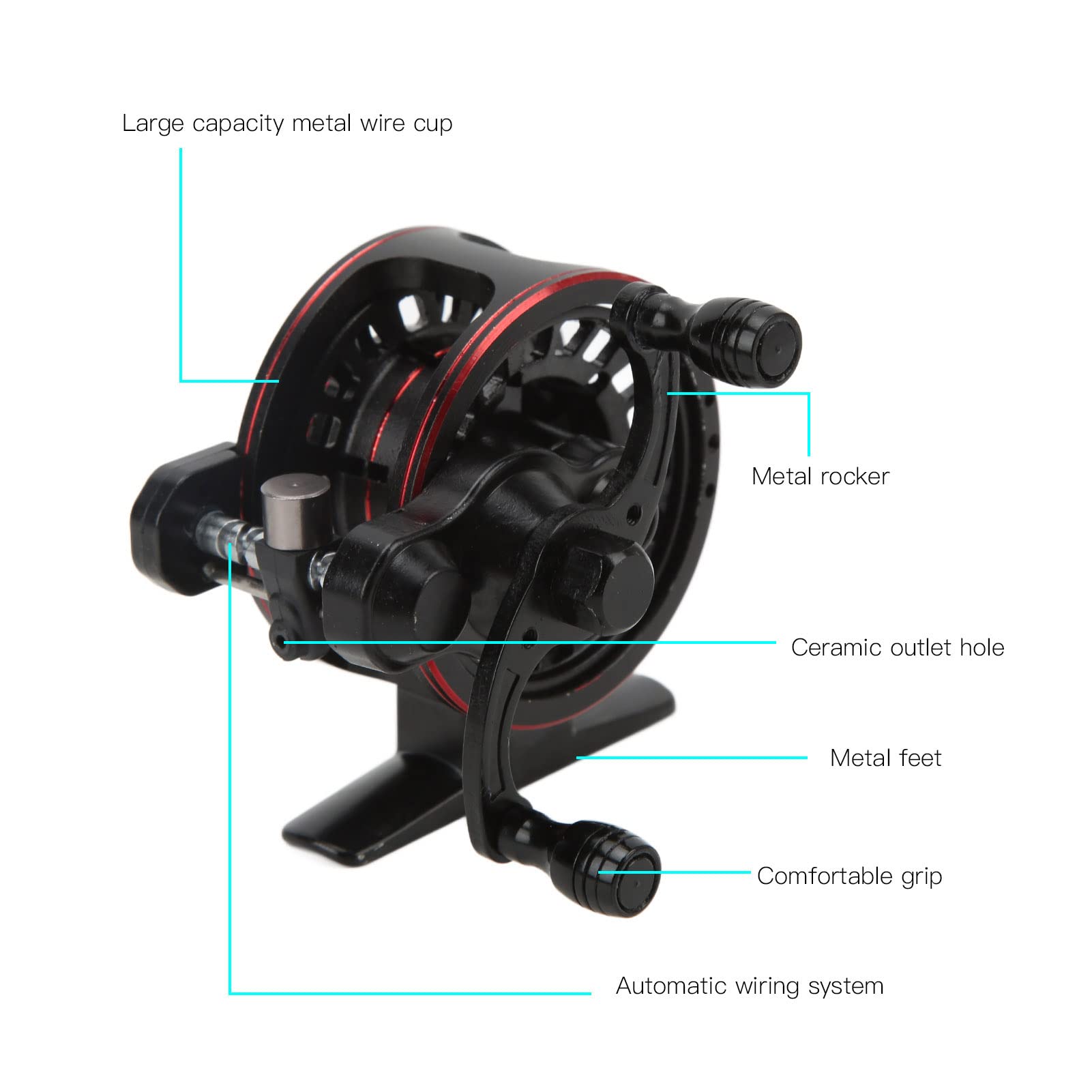 Mulinello da pesca a mosca in metallo, rapporto di velocità 3.0:1 Mulinello da pesca sul ghiaccio anteriore destro sinistro (mano destra) - 3